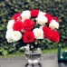 Charlton Home Artificial Red and White Rose Centerpiece in Vase EOVS1093